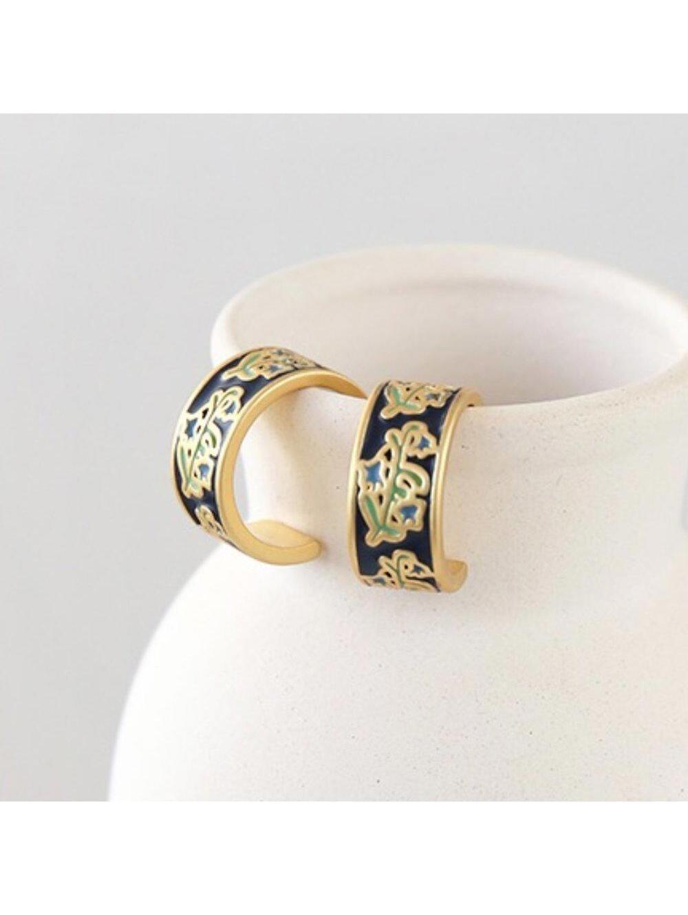 Madewell Stem Scatter Enamel Huggie Hoop Earrings